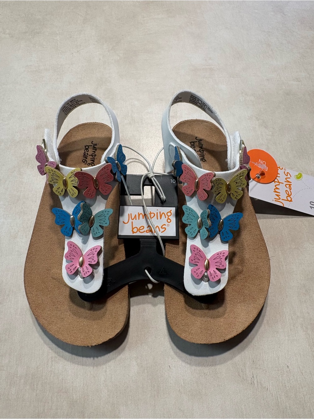 jumping beans White Sandals with Multicolor Butterfly Accents nwt